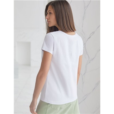 Базовая футболка полуприлегающая из премиального хлопка с эластаном