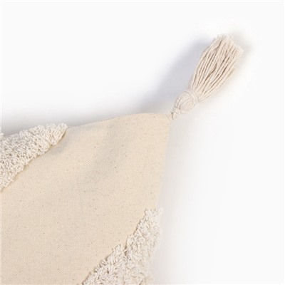 Наволочка декоративная «Этель» Бохо, 45×45 см, цвет молочный, 100% хлопок