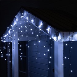 Гирлянда «Бахрома» 3 × 0.6 м, IP44, УМС, тёмная нить, 100 LED, свечение белое, мерцание, 24 В