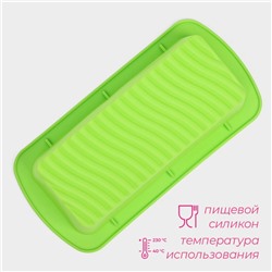 Форма для выпечки Доляна «Хлеб. Полосы», силикон, 27.5×13.5×7 см, внутр.размер 23.5×11×7 см, зелёная