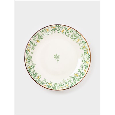 Тарелка «Гармония лепестков», d=20.5 см, фарфор, белая, зелёная