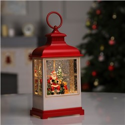 Светодиодная фигура «Фонарь с Дедом Морозом» 12×22.5×7.8 см, пластик, батарейки ААх3 (не в комплекте), USB, свечение тёплое белое