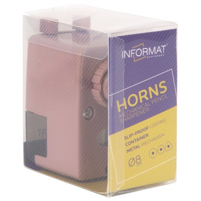 Точилка механическая с контейнером "HORNS" розовая MTHR-Rd inФОРМАТ