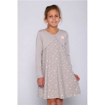 Платье Вечеринка длинный рукав детское (Бежевый)