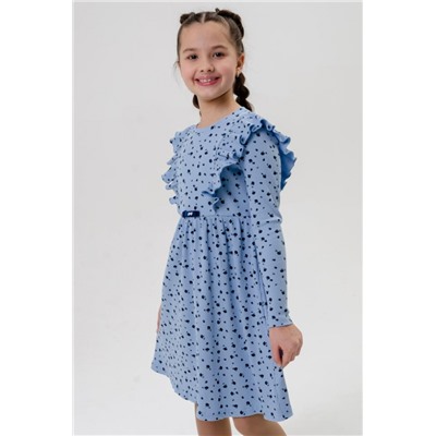 Платье Бетти длинный рукав детское (Голубой цветочки)