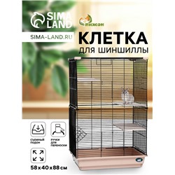 Клетка для шиншиллы «Пижон» №10, разборная, 58×40×88, бежевая