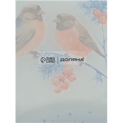 Блюдо новогоднее сервировочное Доляна «Снегири на ветке», d=19 см, стекло, голубое