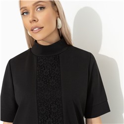 Водолазка комбинированная с кружевом, Фирменное приветствие (черная, со вставкой)