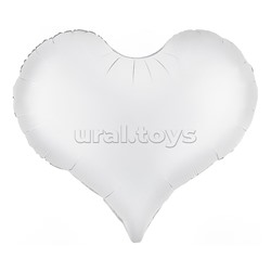 Шар (24''/61 см) Сердце, Люкс, Белый, Сатин, 1 шт. в уп.
