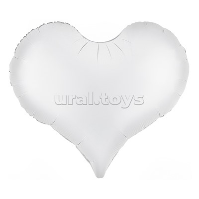 Шар (24''/61 см) Сердце, Люкс, Белый, Сатин, 1 шт. в уп.