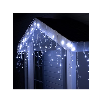 Гирлянда «Бахрома» 3×0.6 м, IP44, УМС, белая нить, 160 SMD-LED, свечение белое, 220 В