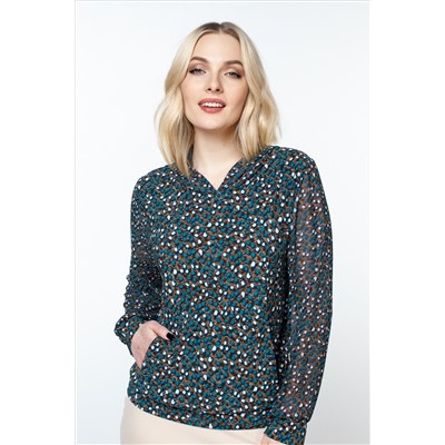 Блузка женская  4090-24/01/Коричневый, синий