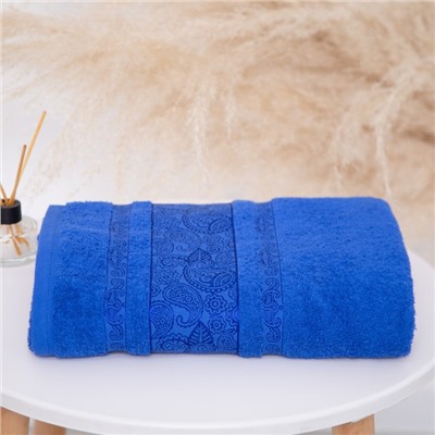 Полотенце махровое Бодринг 70×140 ± 2 см, синий, хлопок 100%, 430 г/м²
