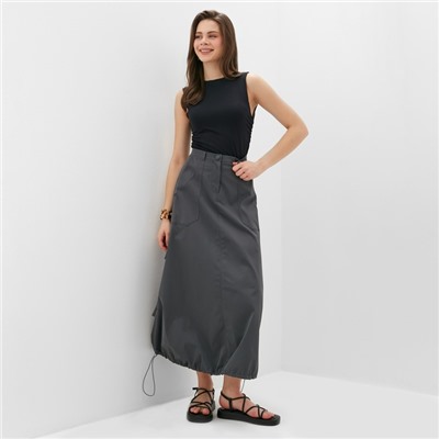 Юбка миди баллон женская MINAKU: Safari, графит, размер 46
