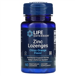 Life Extension, Пастилки с цинком, цитрусово-апельсиновый вкус, 60 вегетарианских пастилок