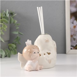 Фигурка светящаяся с аромадиффузором для эфирных масел »Малыш-ангелок в короне», керамика, 6.5×11×8 см