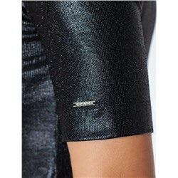 Футболка облегающая из хлопка в рубчик с U вырезом и матовым покрытием металлик