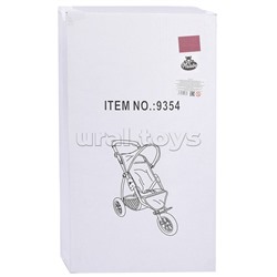 Коляска для кукол, металлическая, складная, прогулочная с козырьком, с  корзиной, большие передние колеса, цвет красно-коричневый