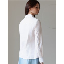 Блузка приталенного силуэта в полоску из эластичного хлопка