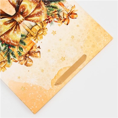 Пакет подарочный новогодний ламинированный вертикальный «С Новым годом», L 31×40×12 см