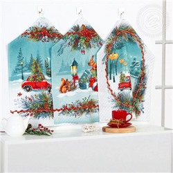 Набор 3 полотенца "Огонек", рогожка