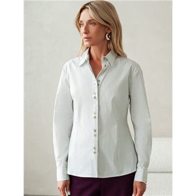 Блузка прилегающего силуэта из формоустойчивого хлопка