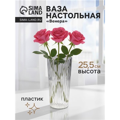 Ваза «Венера», геометрия, 25.5×11.5 см, пластик, прозрачная