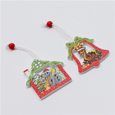 Елочные игрушки в деревянной подарочной упаковке, 12 шт.