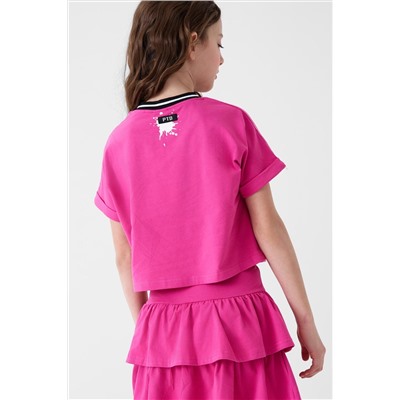 Комплект трикотажный для девочек: джемпер (футболка), юбка-шорты PLAYTODAY, 1240350