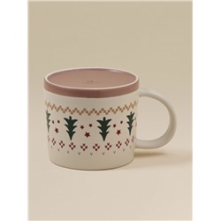 Кружка SL Home «Новый год.Ёлочки», 430 мл, фарфор, бежевая