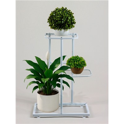 Подставка для цветов Greengo, 3 полки, 43×22×57 см, напольная, металл, белая