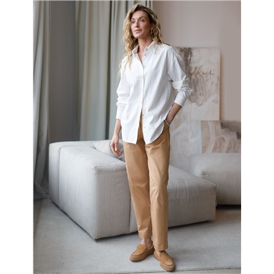 Блузка свободного силуэта в тонкую полоску из хлопка с добавлением льна