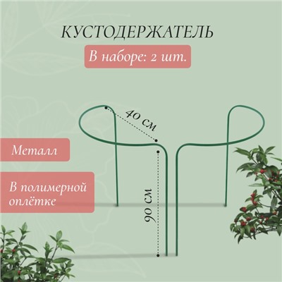 Кустодержатель, d=40 см, h=90 см, ножка d=1 см, металл, набор 2 шт., зелёный