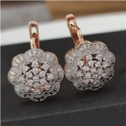 Серьги цветы ювелирная бижутерия коллекция "Дубай", покрытие позолота, вставка: фианиты, цвет: прозрачный, арт.213.611