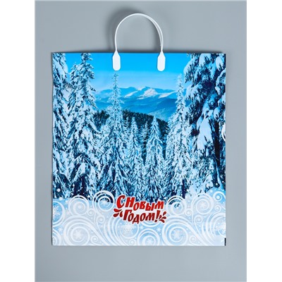 Пакет подарочный новогодний «Саяны», полиэтиленовый с пластиковой ручкой, 40×44 см