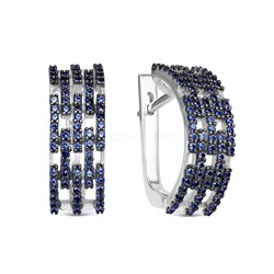 Серьги из серебра с фианитами родированные 925 пробы с-7162р108