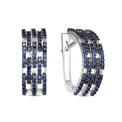 Серьги из серебра с фианитами родированные 925 пробы с-7162р108