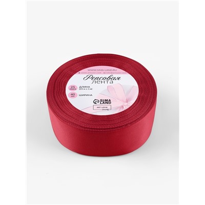 Лента репсовая, 40 мм, 23±1 м, тёмно-красная №33