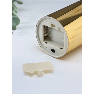 Светодиодная свеча LED - ночник RISALUX «Столбик. Глянец», от батареек 3×АА, золото, мерцающая, 7.5×7.5×12 см