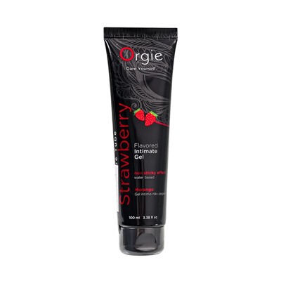 Интимный гель на водной основе Lube Tube Strawberry с клубничным вкусом - 100 мл.