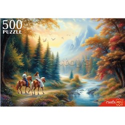 Пазлы 500 "Пара на лошадях в горах"