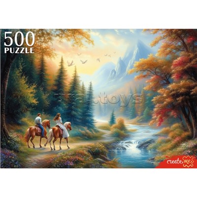 Пазлы 500 "Пара на лошадях в горах"