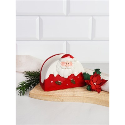 Салфетница 10 см Дед мороз / B3089 /уп 96/ новогодняя