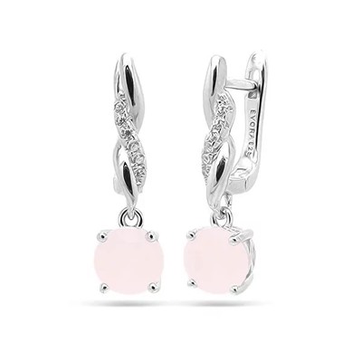 Серьги из серебра розовый кварц, МЦВ159