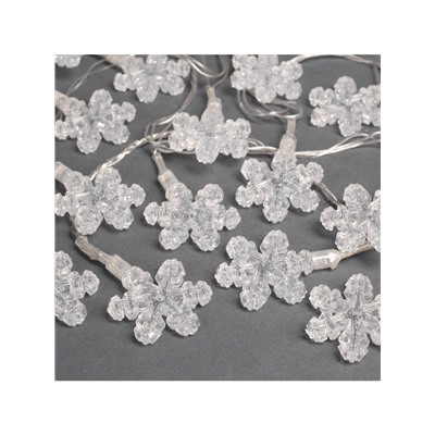 Гирлянда «Нить» 5 м с насадками «Снежинки», IP20, прозрачная нить, 20 LED, свечение мульти (RG/RB), мигание, 220 В