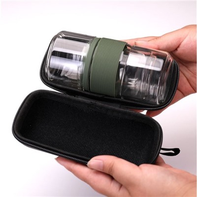 Портативный чайный сервиз в чехле ДЖЕКИЧАЙ, на 2 персоны, ёмкость 180 мл, пиалы 120 мл, стекло