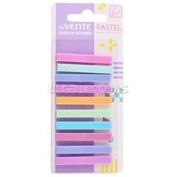 Набор самоклеящихся этикеток-закладок "Pastel" пластиковые полупрозрачные, искрящиеся 44x6 мм, 10x20 листов, 8 цветов