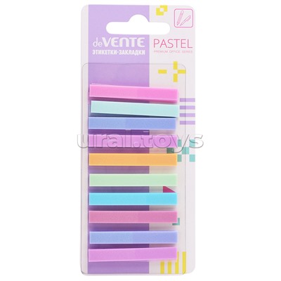 Набор самоклеящихся этикеток-закладок "Pastel" пластиковые полупрозрачные, искрящиеся 44x6 мм, 10x20 листов, 8 цветов