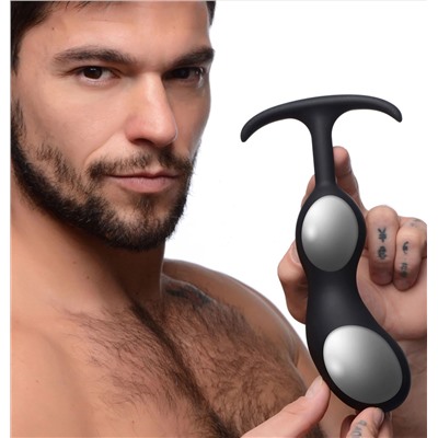 Черный массажер простаты с утяжелителями Premium Silicone Weighted Prostate Plug XL - 20,8 см.