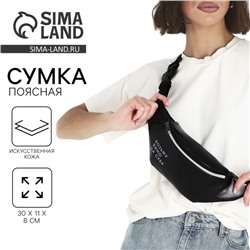 Сумка поясная «Возьму вино на себя», отдел на молнии, чёрная